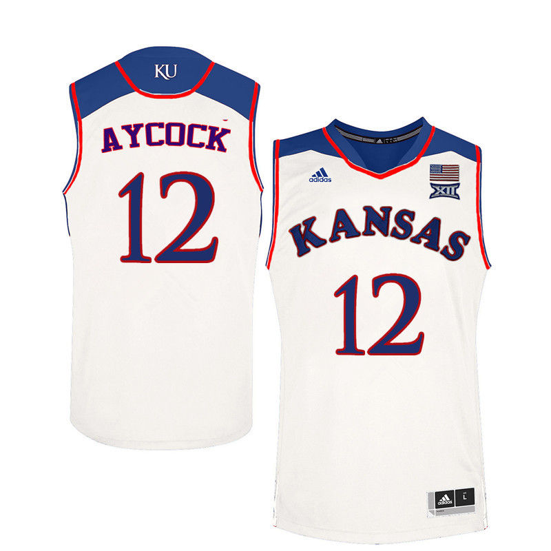 Men Kansas Jayhawks #12 Angela Aycock College Basketball Jerseys-White